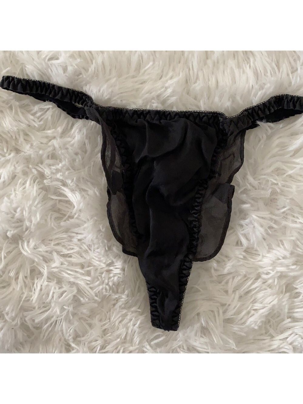 Victoria’s Secret vintage 100% silk black flutter front thong
